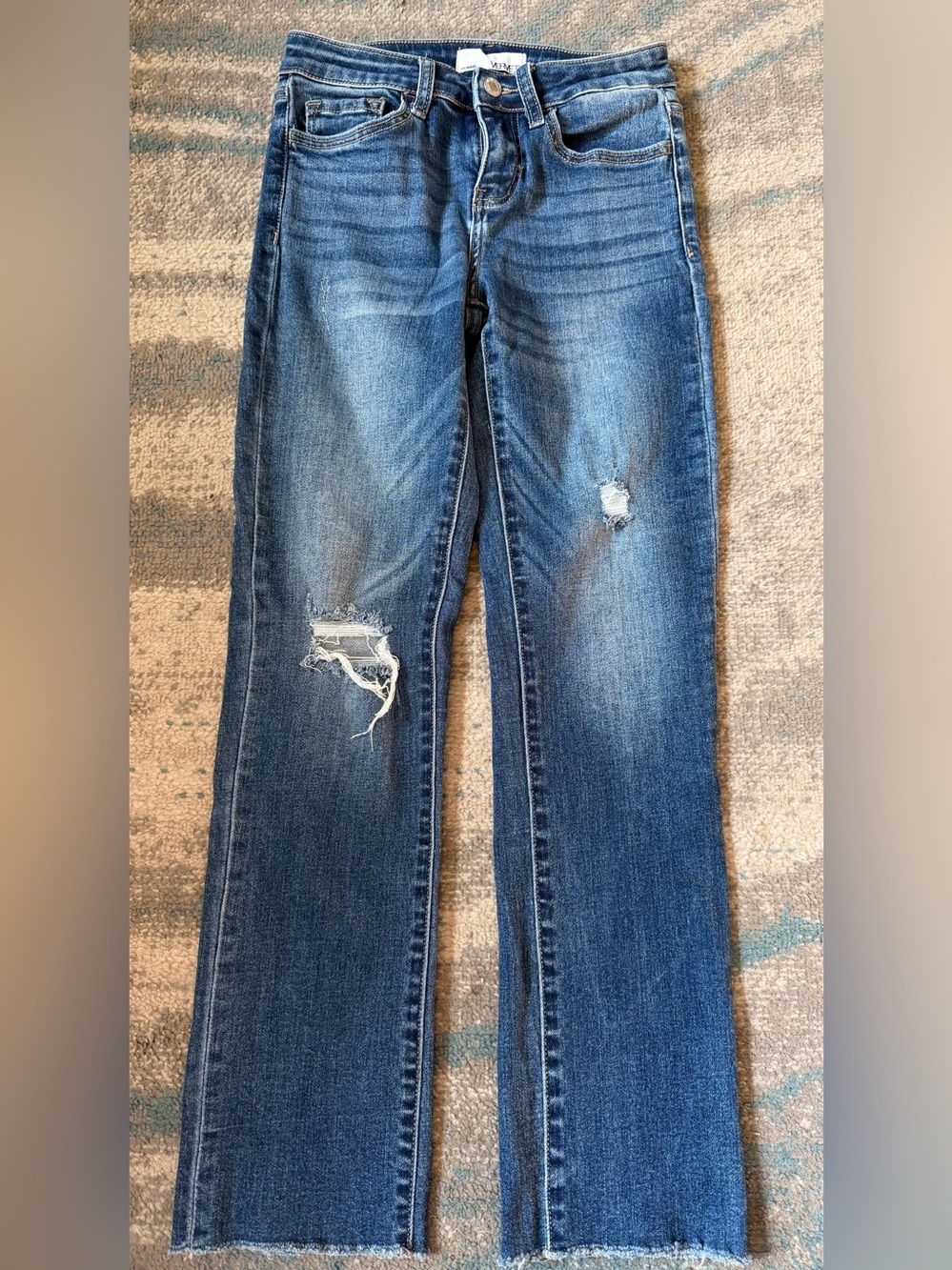 Vervet Size 25 Straight Leg Distressed Jeans - Blue